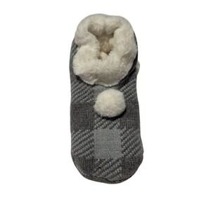Cuddl Duds Sherpa Lined Lounge Socks - GRAY Color Block- New with Tags Grips